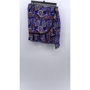 DODO BAR OR Women's Blue-Red Silk Paisley Printed Mini Skirt SZ 40(USS)
